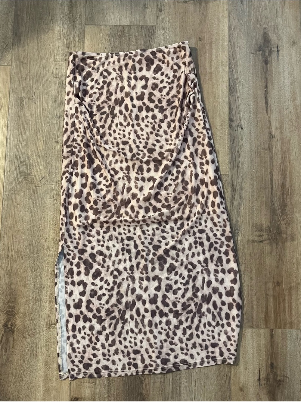 SHEIN Beige and Brown Leopard Print Midi Skirt